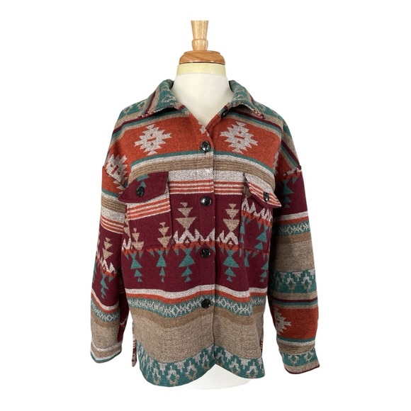 Zaful Oversized Southwestern Patterned Jacket - Picture 1 of 6